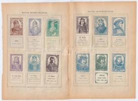 1898 Magyar arckép bélyegek 12 darab gyűjtési bélyeg, vezérek és királyok eredeti albumlapra ragasztva