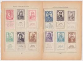 1898 Magyar arckép bélyegek 12 darab gyűjtési bélyeg, királyok eredeti albumlapra ragasztva