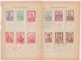 1898 Magyar arckép bélyegek 12 darab gyűjtési bélyeg, királyok eredeti albumlapra ragasztva