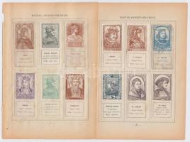 1898 Magyar arckép bélyegek 12 darab gyűjtési bélyeg, királyok eredeti albumlapra ragasztva