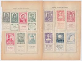 1898 Magyar arckép bélyegek 13 darab gyűjtési bélyeg, királyok eredeti albumlapra ragasztva