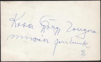 Kósa György (1897-1984) zongoraművész dedikált fényképe, 12x8cm