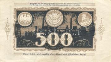 Német Birodalom / Weimari Köztársaság / Dortmund 1922. 500M (5x) T:III
German Empire / Weimar Republ...