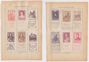 1898 Magyar arckép bélyegek 12 darab gyűjtési bélyeg, híres emberek eredeti albumlapra ragasztva