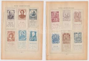 1898 Magyar arckép bélyegek 12 darab gyűjtési bélyeg, híres emberek eredeti albumlapra ragasztva