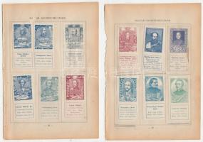 1898 Magyar arckép bélyegek 12 darab gyűjtési bélyeg, híres emberek eredeti albumlapra ragasztva
