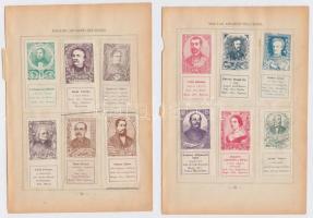 1898 Magyar arckép bélyegek 12 darab gyűjtési bélyeg, híres emberek eredeti albumlapra ragasztva