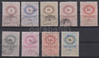 1934 9 db váltóilleték bélyeg stecklapon