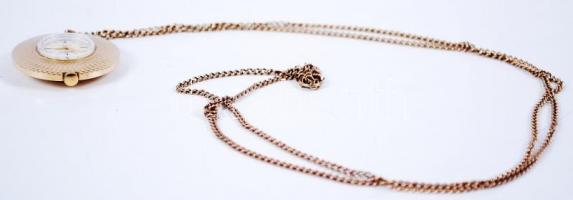 Chaika ékszeróra 17 kővel, rézfoglalatos, lánccal, működik, jó állapotú /
Jewellery watch, operable