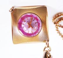 Chaika ékszeróra, rézfoglalatos, lánccal, működik, hátlapja kopott./ Jewellery watch, operable.