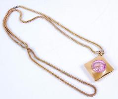 Chaika ékszeróra, rézfoglalatos, lánccal, működik, hátlapja kopott./
Jewellery watch, operable