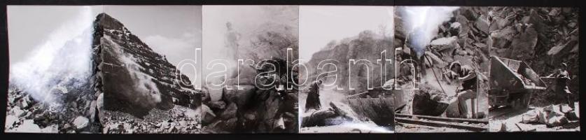 cca 1970-1980 Botta Dénes (1921-2010): Dunabogdányi kőfejtő. 6db vintage fotó leporellóba ragasztva, hátoldalán mindegyik pecsételt, ill. feliratozott, 18x24cm