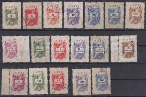 1946 Okmánybélyeg sorozat, összesen 18 db