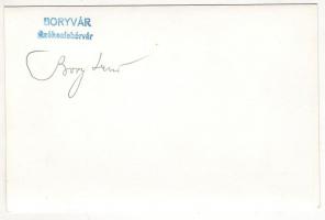 Bory Jenő építész aláírása Boryvár fényképen