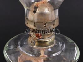 Petróleumlámpa, öntöttvas talapzattal, üveg, 47 cm