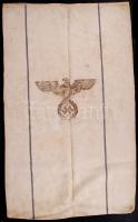 1941 Harmadik Birodalmi pénz vagy postazsák, foltos, néhány helyen apró lukak, 110×64 cm