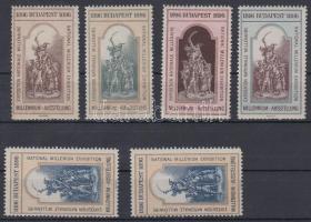 1896 Millenniumi kiállítás 6 db levélzáró