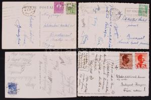 cca 1935 4 db magyar úszók és vizilabdázók által aláírt képeslap Schlenker Antal edzőnek.