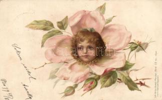 1899 Child, flower, litho