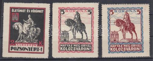 Életünket vérünket Pozsonyért és Mátyás még őrt áll Kolozsváron! 3 db levélzáró