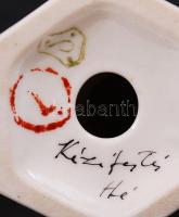 Drasche madár figura, jelzett, kézzel festett, hibátlan, m:8 cm / Hand painted porcelain bird figure