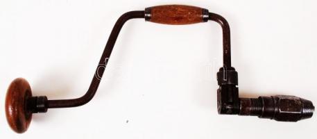 Régi kézi fúró, fém, működőképes/
Old manual drill bit 46 cm