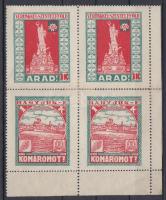 Vérünkkel Szentelt föld Arad! Hagyjuk Komáromot? ívsarki levélzáró négyestömb, több helyen elvált fogazás újra ragasztva