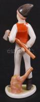 Drasche favágó fiú, kézzel festett, jelzett, hibátlan, m:16 cm