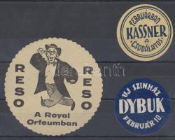 Színházak 3 db reklámbélyeg