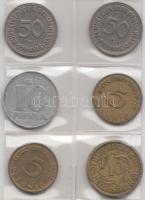 Német Birodalom/Weimari Köztársaság/NSZK/NDK 1931A 10Pf + 1950D/F 50Pf (2x) + 1966G/J 5Pf (2x) + 1963. 10Pf T:2,2- Germany-Empire/Weimar Republic/GFR/GDR 1931A 10 Pfennig + 1950D/F 50 Pfennig (2x) + 1966G/J 5 Pfennig (2x) + 1963. 10 Pfennig C:XF,VF