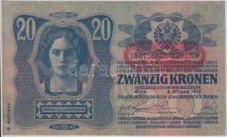 1913. 20K II. kiadás vízjeles papír, piros "Deutschösterreich" T:I