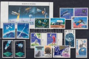 Europa CEPT: Európai űrkutatás  10 klf ország 18 klf bélyeg, közte bélyegfüzetlap, Europa CEPT: European Space Research 10 diff. countries 18 stamps, with stamp-booklet sheet