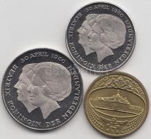 Hollandia 1980. 1G + 2 1/2G + zseton "Beatrix királynő" szettben T:PP Díszdobozban, tanúsí...