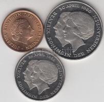 Hollandia 1980. 1G + 2 1/2G + zseton "Beatrix királynő" szettben T:PP Díszdobozban, tanúsí...