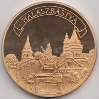 Bognár György (1944-) Halászbástya / Hungary Budapest aranyozott fém emlékérem (42mm) dísztokban T:PP