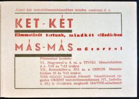 Tivoli filmszínház 2 db-os régi képeslap füzete színészekről, színdarabokról, benne nyereményjáték f...