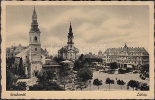 Kecskemét - 2 db régi városképes lap, Református templom