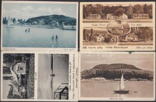 4 db régi, magyar képeslap: Balatonboglár (2), Balatonvilágos, Badacsony