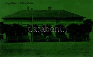 Nagytálya - 2 db városképes lap: Községháza, Római katolikus templom