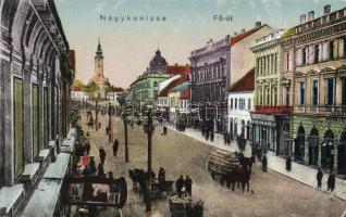 Nagykanizsa - 2 db városképes lap: Fő út, hotel, Stern József üzlete