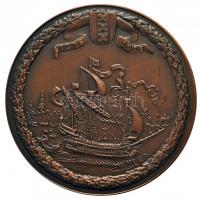 Hollandia 1975. "Amszterdam 700 éves" Ag emlékérem (110.7g/0.835/60mm) és Br emlékérem (60...