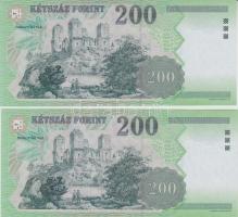 2005. 200Ft (2x) egymás utáni alacsony sorszámmal "FD 0000177/FD 0000178" T:I
