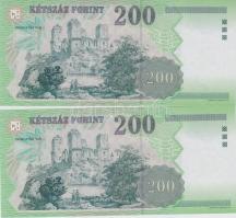 2001. 200Ft (2x) egymás utáni sorszámmal "FE 0000017/FE 0000018" T:I