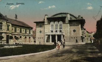 Sopron - 2 db városképes lap: színház, templom