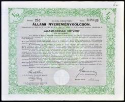 Budapest 1941. "4%-kal kamatozó állami nyereménykölcsön - államadóssági kötvény" 100P-ről ...