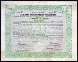 Budapest 1941. "4%-kal kamatozó állami nyereménykölcsön - államadóssági kötvény" 100P-ről ...