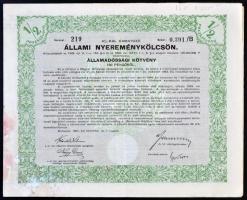 Budapest 1941. "4%-kal kamatozó állami nyereménykölcsön - államadóssági kötvény" 100P-ről ...