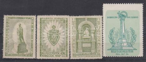 1937 Piarista Bélyeggyűjtők 3 db- és Debrecen 1 db levélzáró