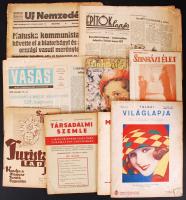 cca 1910-1945 Óriási háború előtti újság és folyóirat tétel számos érdekes képes újsággal. Tolnai Világlapja, Új idők, Képes Vasárnap és ritkább újságok teli banános ládában