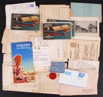 cca 1910-1940 Nyomtatvány, reklám és okmány tétel, kb 30 db érdekesebb irat
